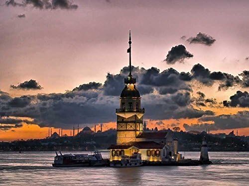 Rainbow Snail maiden tower istanbul turkey - Oil Painting On Canvas Modern Wall Art Pictures For Home Decoration ?20 x 20 inch,Frameless)