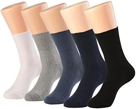 Comfortable Circulatory Crew Diabetic Socks Unisex 5-Pack with Non-Binding Top