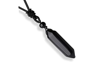 Obsidian Healing Crystal Necklace Adjustable Rope Natural Stone Point Hexagonal Tip Pendant Necklace Spiritual Reiki Quartz G