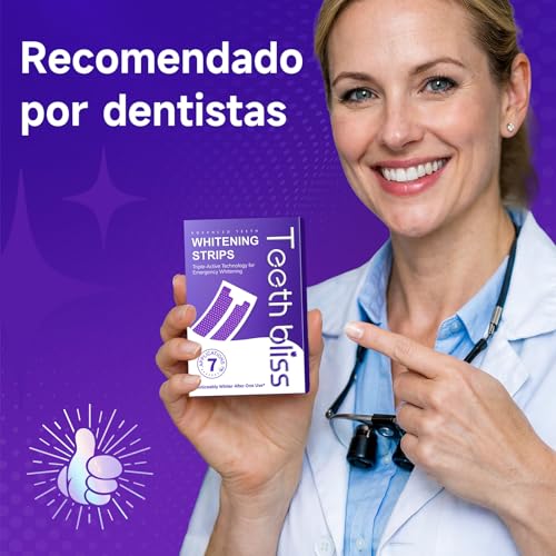 Teethbliss Tiras Blanqueadoras Dientes Moradas: Blanqueador Dental Morado, 7 Tratamiento Efecto Rápido Eliminar Café, Vino, Tabaco Manchas, Seguro Esmalte, Blanqueamiento para Bodas, Citas Trabajar