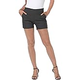 HDE Chino Shorts for Women 4" Inseam Elastic High Waisted Casual Summer Shorts