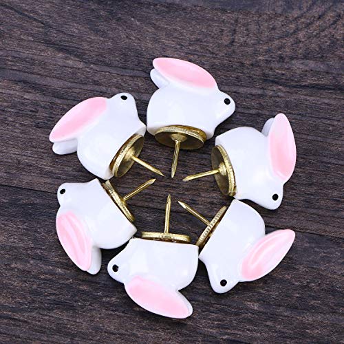 PatyHoll 24 Pcs Thumbtacks Adorable Cartoon Bunny Wall Push Pin Plastic Drawing for Maps Display Board Calendar - Thumbnail 4