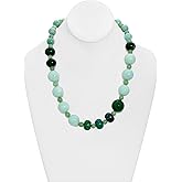 Gemstone Necklace Handmade One of a Kind Aquamarine, Green Jade and Green Aventurine Gemstones Asymmetrical Necklace Art Jewelry