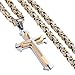 Trendsmax Polished Stainless Steel Gold Silver Cross Crucifix Pendant Necklace Chain For Mens Boys 5mm Byzantine Chain 26inch