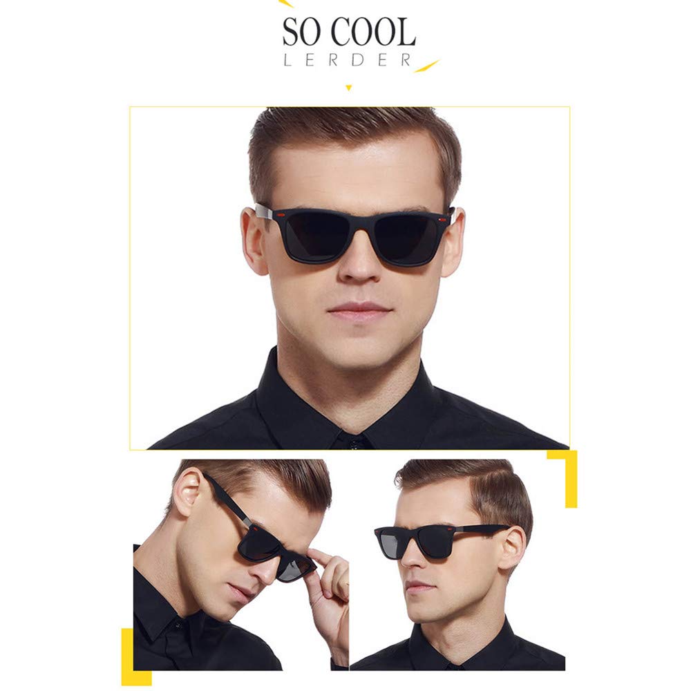 Lunettes de Soleil polarisées Homme Femme/Sports Eyewear réfléchissantes avec Sports de Plein air d\'été Conduite pêche Alpinisme Lunettes de Soleil Hommes (Black Grey)