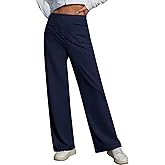 Yawburk High Waisted Work Pants for Women Stretchy Wide Leg Business Casual Trousers 2025 Women's Dress Pants with Pockets