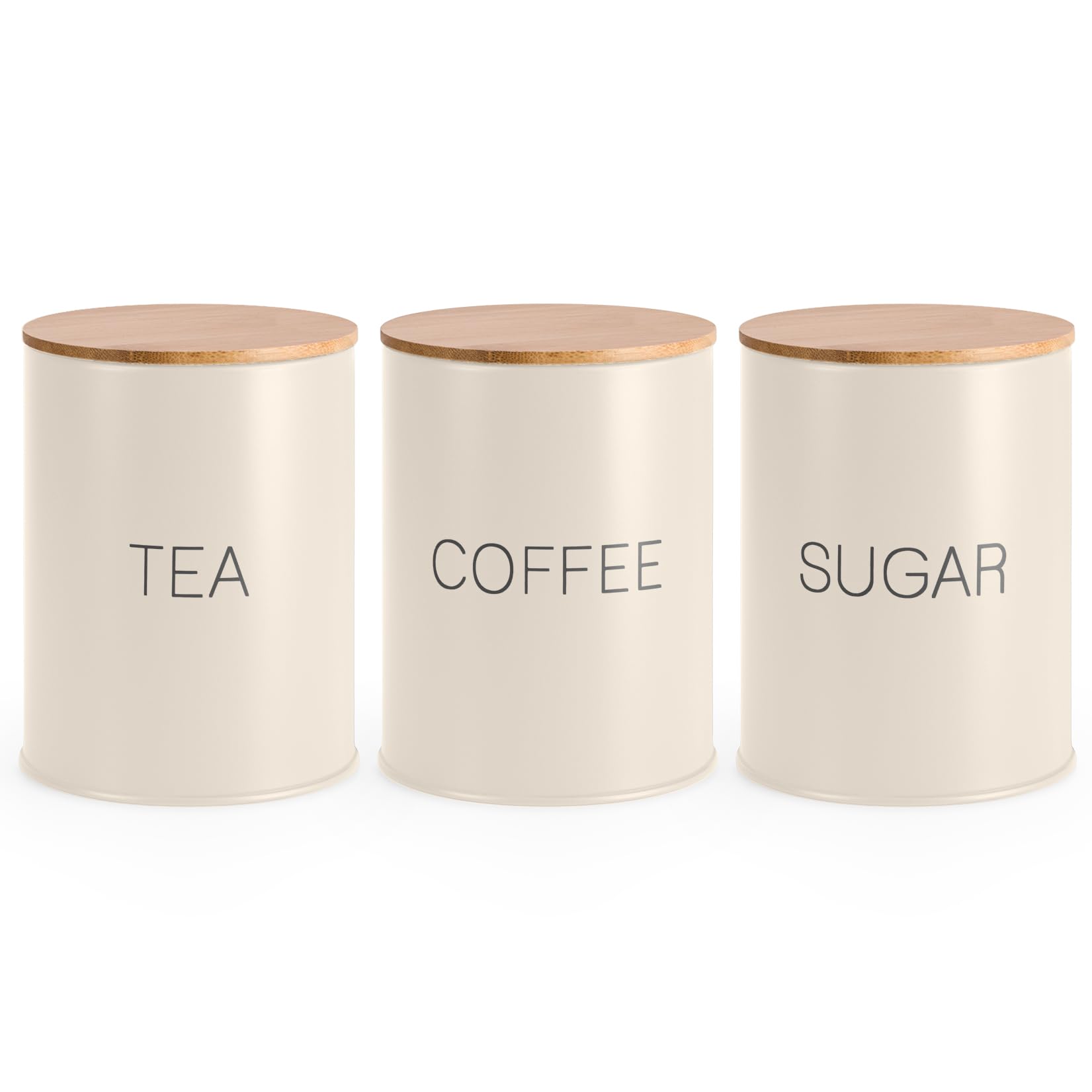 EHC Tea Sugar Coffee Canisters, Tea Sugar Coffee Containers Set of 3, Airtight Containers Jars, Cream