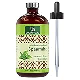 Beauty Aura 100% Pure Spearmint Essential Oil – 4 fl oz - Premium Therapeutic Grade Essential Oil for Aromatherapy - Natural Solution for Repelling Mice, Spiders & Pests