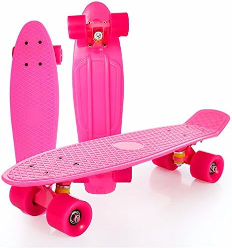 CGGHY Small Fish Skateboard Banana Board Novice Handicraft Street Singular Skateboard Children Adult Four Wheel Scooter, Rose Red Plate Wear Wheel
