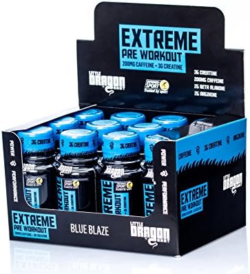 Little Dragon Extreme Pre Workout Caffeine Energy Shot | Includes Creatine, Arginine & Beta Alanine | Zero Sugar, Fat & Carbs | Informed Sport Approved (Blue Blaze, Pack of 24)