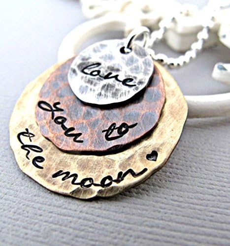 I love you to the moon and back, Personalized Necklace, Hand Stamped Jewelry, And Back Pendant