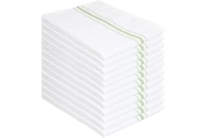 ARKWRIGHT LLC Arkwright Bistro Dinner Cloth Napkins - (Pack of 12) Absorbent, Soft, and Washable Professional Restaurant Quality Table Linen with French Stripes, 18 x 22 in, Green