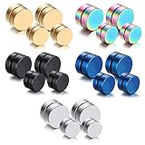 FANCER 20PCS 6MM 8MM Magnetic Fake Gauges Ear Stud Earrings Non Piercing Black Silver Rainbow Gold Blue