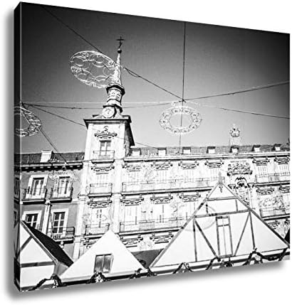 Ashley Canvas Detail Of A Decorated Facade And Balconies At The Palza Mayor Madrid Spain, Wall Art Home Decor, Ready to Hang, Black/White, 16x20, AG5527951