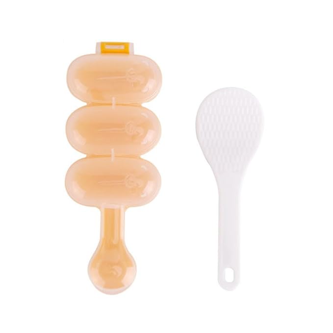 BESTONZON Kunststoff Reis Ball Formen Sushi Bälle Maker Form und Reis Löffel Küche Kochutensilien Set (Orange)