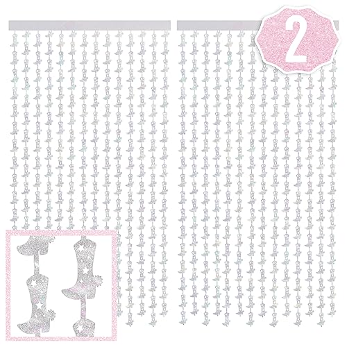 xo, Fetti Cowgirl Boot Iridescent Foil Curtain - Set of 2 | Bachelorette Party Decorations, Cowgirl Birthday Photo Boot…