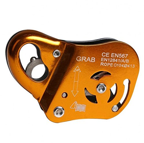 Geelife Professional Rock Climbing Ascender Fall Arrest Protection Belay Device Orange Movable Self-locking Rope Grip Ascender for Outdoor Climbing and Rescue 22KN