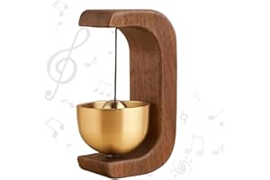 Magnetic Shopkeepers Bell for Door, Adhesive Vintage Wooden Wind Chime Doorbell with Brass Bell for Home & Shop