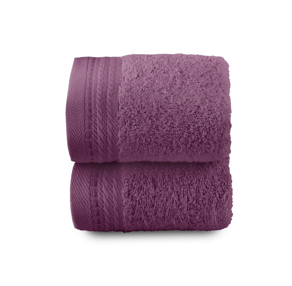 Top Towel - Premium - Large Bath Towels - Bath Towels - 2 Face Towels or Bidet -30x50cm - 100% Cotton - 600g - Eggplant