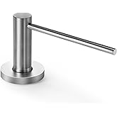qiwip Long Spout Kitchen Sink Soap Dispenser for Granite & Quartz Countertop - Brushed Nickel Stainless Steel Finished - Wide Flange Provides Great Coverage on American Standard Sink Holes
