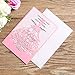 ponatia 25PCS Laser Cut Crown Wedding Invitations Cards For Birthday Sweet 15 Quinceañera Party Invite, Wedding Bridal Engagement Invite (Pink)