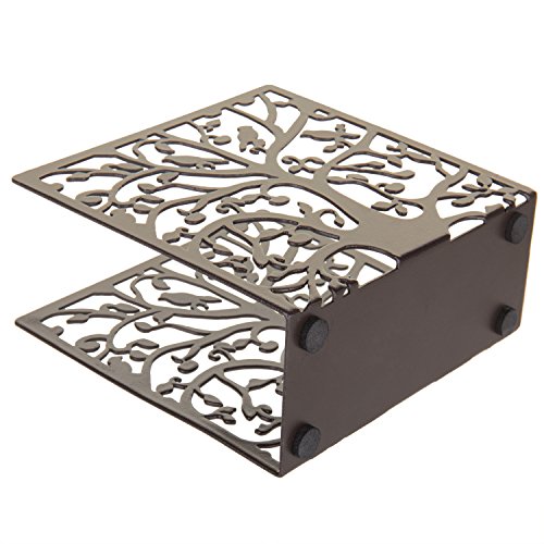MyGift Coffee Brown Metal Paper Napkin Holder Kitchen Table Upright Tissue Dispenser Cutout