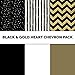 Black & Gold Heart Chevron Multi-Pack Printed Craft Vinyl 6 Sheets 12x12 for Vinyl Cutters