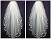 APXPF 2 Tier Ribbon Edge Wedding Bridal Veil Short with Comb (Ivory)