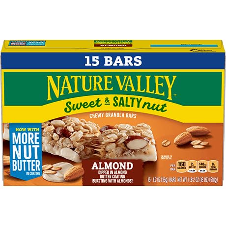 NATURE VALLEY GRANOLA BARS, SWEET AND SALTY NUT, ALMOND, 15 BARS, 18 OZ