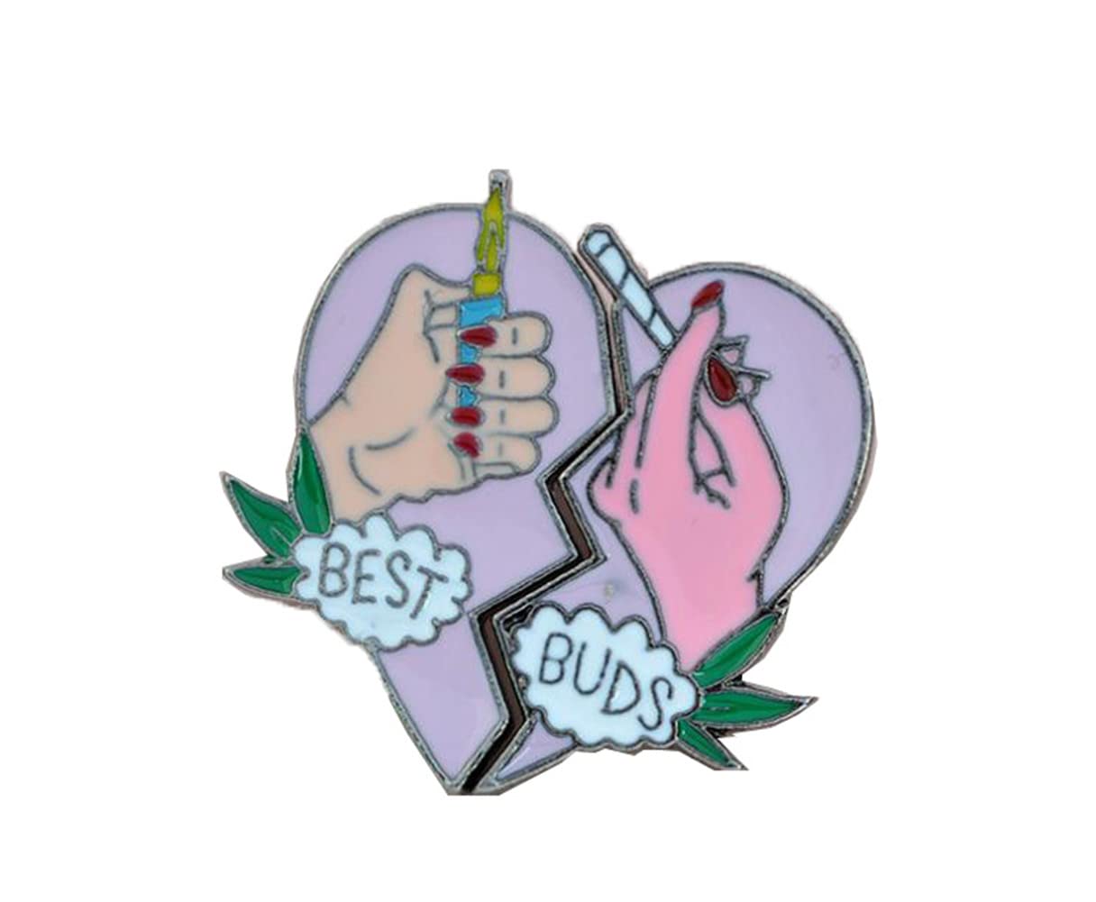 Broken Heart Hands BEST BUDS Brooches Hand Lighter Cigarette Brooches Enamel Pins Jacket Bag Brooch Lapel Pin Badge Jewelry Gift