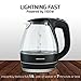 Ovente 1.5L BPA-Free Glass Electric Kettle, Fast Heating with Auto Shut-Off and Boil-Dry Protection, Cordless, LED Light Indicator, Black (KG83B) (Renewed)