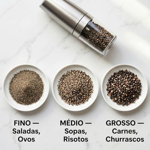 Moedor Eletrico de Sal e Pimenta com Sensor de Gravidade Automático e LED Azul - Mecanismo Ceramico Ajustavel, Operacao com Uma Mao, Inox para Temperos (Prata)