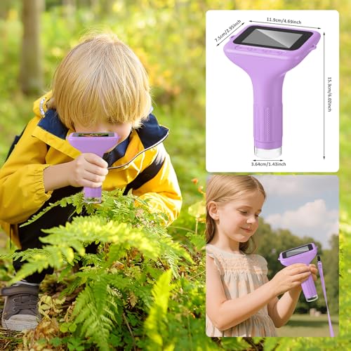 Microscope for Kids 3" IPS Screen Digital Microscope 1000X Magnification 1080P Handheld Microscope with 8 LEDs and 32MB Memory USB Pocket Microscope for PC/Mac