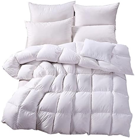 Nature Goose Down and Feather Bed Comforter Quilt Duvet Insert,100% Orangic Cotton Shell,White (Full/Queen(90×90inch))