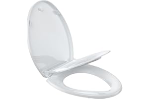 Homfan Elongated Soft-Close Toilet Seat with Built-in Toddler Potty Training Seat – Easy Installation, Durable & Quiet Close,