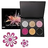 Glitter Eyeshadow Palette, YHMWAX 6 Color Shimmer Ultra Pigmented Makeup Eye Eyeliner Cosmetic Eye Shadow Diamond Shiny Shimmer, Silky Smooth & Long Lasting (EFK01)
