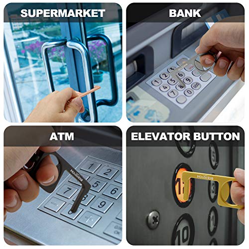 No Touch Door Opener Tool,No Touch Hand Tool Multitools Non-Contact Door Opener with Bottle Opener, Key Ring 4PCS (Style Two)