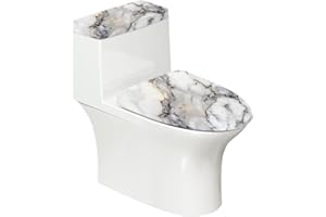 Darisoco Marble White Toilet Lid Dust Cover & Toilet Tank Lid Cover for Bathroom Machine Washable Anti-Slip with Elastic Edge
