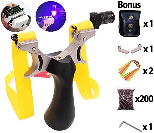 phoenix outdoor Professional ABS Handle + Stainless Steel Head Hunting Slingshot With Auxiliary Light Source + Extra Stainless Steel Sight + Clay Balls + Replaced Rubber Band
