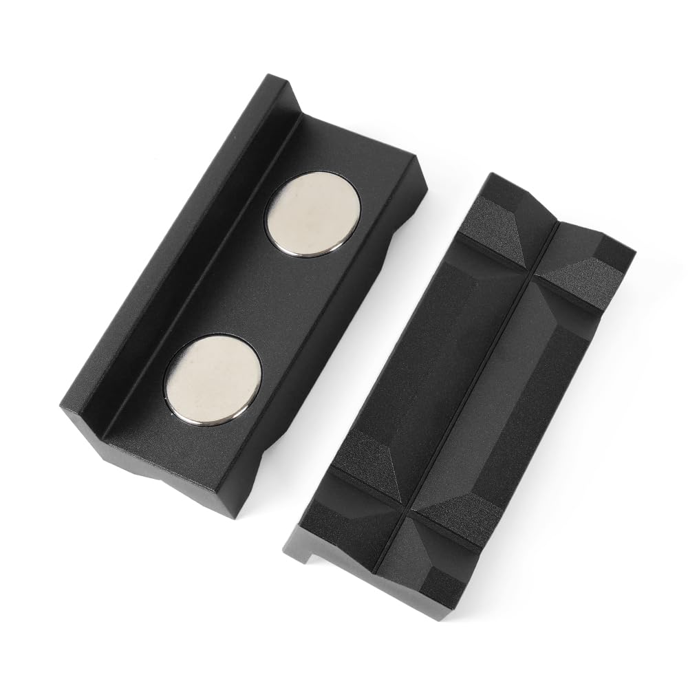 MUGE RACING 4" Vise Jaws Pads, Strongly Magnetic Aluminum Vice Jaws Pads, Professional Grade Multi-Purpose Vise Jaw Protective Inserts for Any Metal Bench Vice,Black