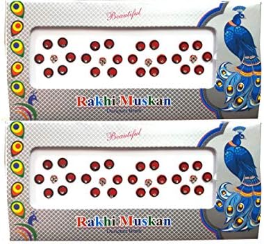 Glamyou Fashionable Trendy Bindi Bollywood Style Colored Bindis Stickers, Kumkum,Indian Multicolor Bindi,Round Bindi Stickers Set of 2