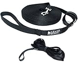 Leashboss Long Trainer - 20 Foot 3/4 Inch Lead - Nylon Dog Training Leash with Storage Strap - K9 Recall (20 Ft, 3/4, Black)