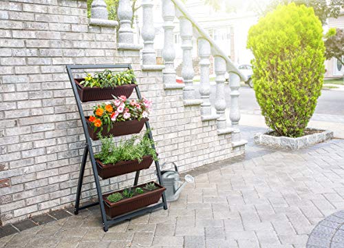 4-Ft Raised Garden Bed - Vertical Garden Freestanding Elevated Planters 4 Container Boxes - Good for Patio Balcony Indoor Outdoor - Cascading Water Drainage (2-Pack Fernie/Espresso Brown)