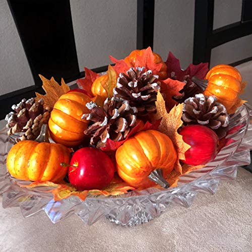 Lulonpon 16pcs Simulation Mini Fake Fruit Pumpkins Artificial Life Like Simulation Pumpkins Set,Halloween Thanksgiving Autumn Party Favors Ornaments Home House Kitchen Decoration (Orange)