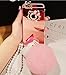 iPhone 6 Plus Case,iPhone 6 Plus Bling Diamond Case,Fashion Cute Bing Diamond Plush Ball Acrylic Mirror Pearl Strap Cartoon Kitty Case Cover For iPhone 6 PLus/6S Plus 5.5 inch,Rose