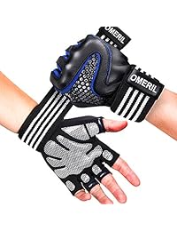 OMERIL Gym Gloves, Breathable Workout Gloves with Wrist Support.5MM Palm Pad, Sheepskin Leather for Hand Protection, Anti-Slip Fitness Gloves for Weight Lifting Cross Training Pull Ups (Men and Women)