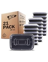 Freshware Meal Prep Containers [21 Pack] 1 Compartment with Lids, Food Storage Bento Box | BPA Free | Stackable | Lunch Boxes, Microwave/Dishwasher/Freezer Safe, Portion Control, 21 day fix (28 oz)