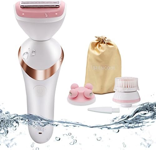 Ladies Electric Shaver 3 in 1 Cordless Electric Facial Cleansing Waterproof Body Hair Bikini Trimmer Wet/Dry Rechargeable Woman Shaver And Massager