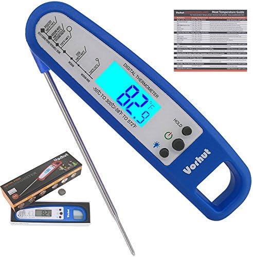 Vorhut VMT-2 BBQ Thermometer - Digital Instant Read Barbeque Meat Thermometer with Long Probe,Magnet,Backlit,For Kitchen&amp;Outdoor Cooking,Baking,Grilling,BBQ,Steak,Food.In Elegant Gift Box (Blue)