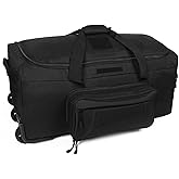 Greencity Duffel Bag Wheels Rolling Deployment Wheeled Military Suitcase Heavy-Duty Extra large deployment bag Capacity 32 Inch，Black